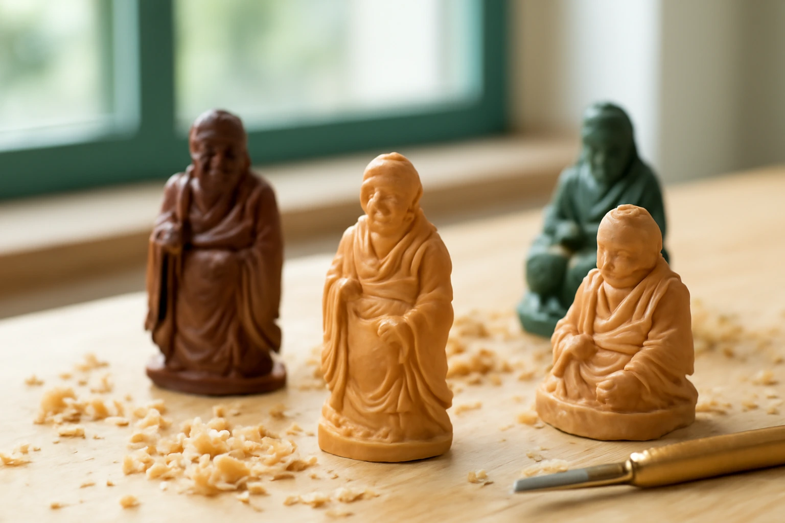 Gỗ làm tượng và linh vật: hương, cẩm lai, pơ mu, bách xanh, gỗ mít — vân, mùi, độ nứt và giấy tờ cần hỏi